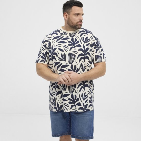 North Latitude T-shirt Allover Printed Navy - T-shirts - T-shirts i store størrelser - 2XL-14XL