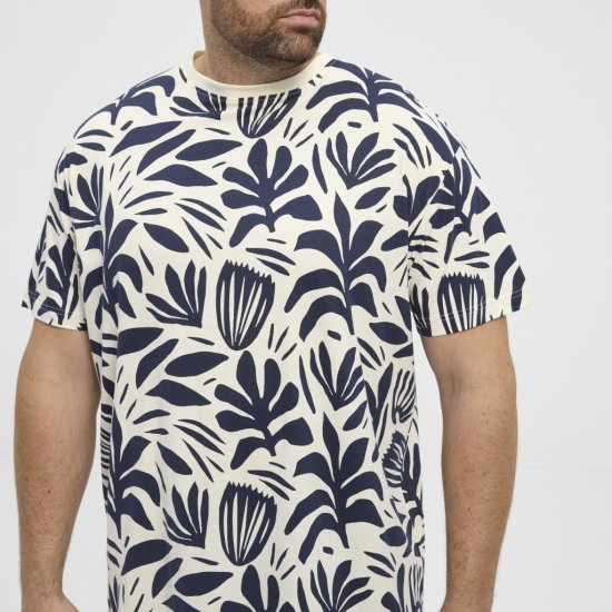 North Latitude T-shirt Allover Printed Navy - T-shirts - T-shirts i store størrelser - 2XL-14XL