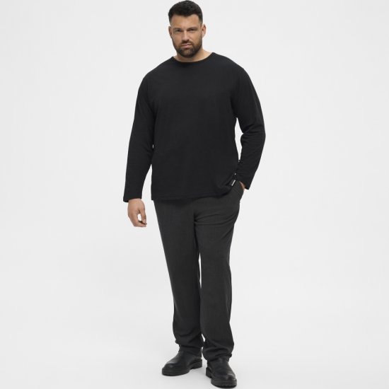 North Latitude T-Shirt Long Sleeve Black - T-shirts - T-shirts i store størrelser - 2XL-14XL