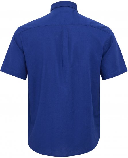 North Latitude Shirt Linen Cotton Short Sleeve Blue - Skjorter - Skjorter til store mænd 2XL- 8XL