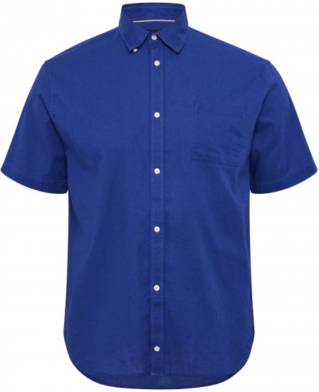 North Latitude Shirt Linen Cotton Short Sleeve Blue - Skjorter - Skjorter til store mænd 2XL- 8XL