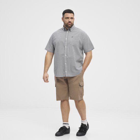 North Latitude Shirt Short Sleeve Checked Grey - Skjorter - Skjorter til store mænd 2XL- 8XL