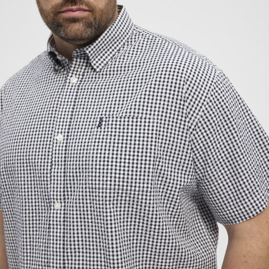 North Latitude Shirt Short Sleeve Checked Grey - Skjorter - Skjorter til store mænd 2XL- 8XL
