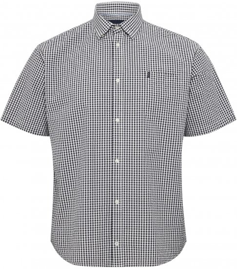 North Latitude Shirt Short Sleeve Checked Grey - Skjorter - Skjorter til store mænd 2XL- 8XL