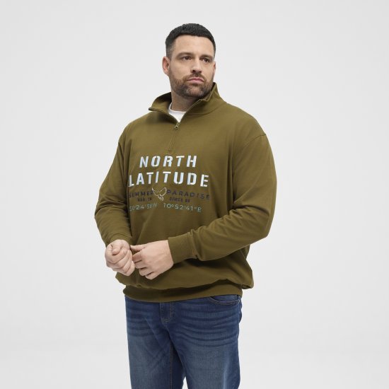 North Latitude Sweatshirt Half-Zip Green - Trøjer og hættetrøjer - Trøjer og Hættetrøjer i store størrelser - 2XL-14XL
