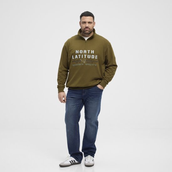 North Latitude Sweatshirt Half-Zip Green - Trøjer og hættetrøjer - Trøjer og Hættetrøjer i store størrelser - 2XL-14XL