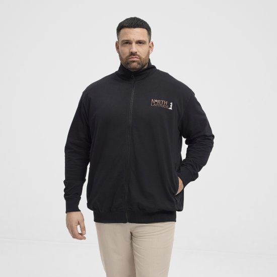 North Latitude Sweatshirt Cardigan Black - Trøjer og hættetrøjer - Trøjer og Hættetrøjer i store størrelser - 2XL-14XL