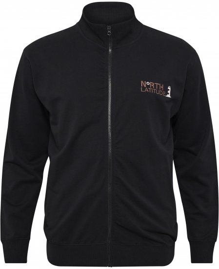 North Latitude Sweatshirt Cardigan Black - Trøjer og hættetrøjer - Trøjer og Hættetrøjer i store størrelser - 2XL-14XL