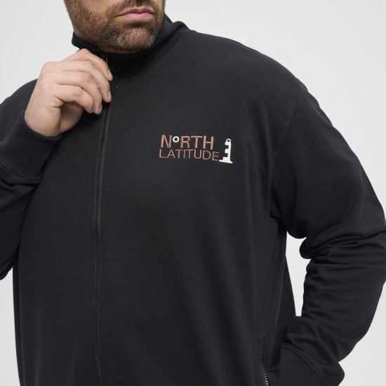 North Latitude Sweatshirt Cardigan Black - Trøjer og hættetrøjer - Trøjer og Hættetrøjer i store størrelser - 2XL-14XL