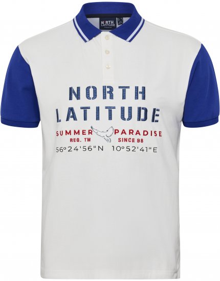 North Latitude Polo Short Sleeve Blue And White TALL - HERRETØJ MT-6XLT - Tøj til høje mænd