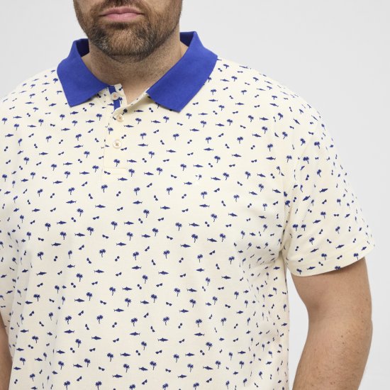 North Latitude Polo Pique Printed Off-White - Polotrøjer - Polotrøjer 2XL-8XL