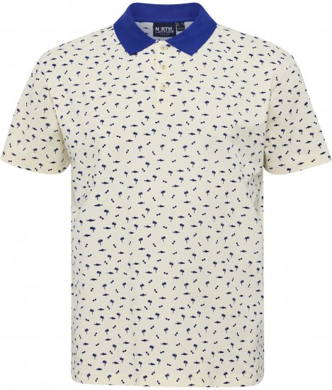North Latitude Polo Pique Printed Off-White - Polotrøjer - Polotrøjer 2XL-8XL