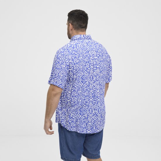 North Latitude Shirt Denim Printed Allover Blue - Skjorter - Skjorter til store mænd 2XL- 8XL