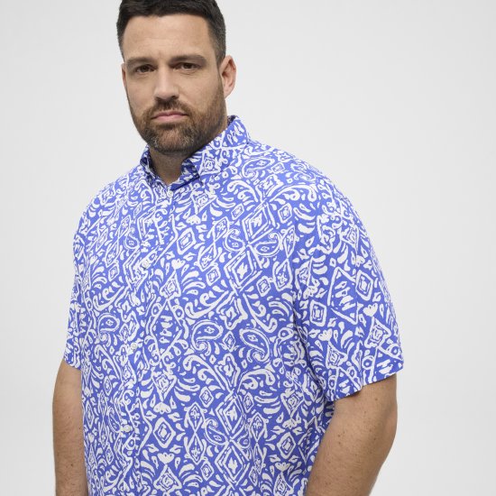 North Latitude Shirt Denim Printed Allover Blue - Skjorter - Skjorter til store mænd 2XL- 8XL