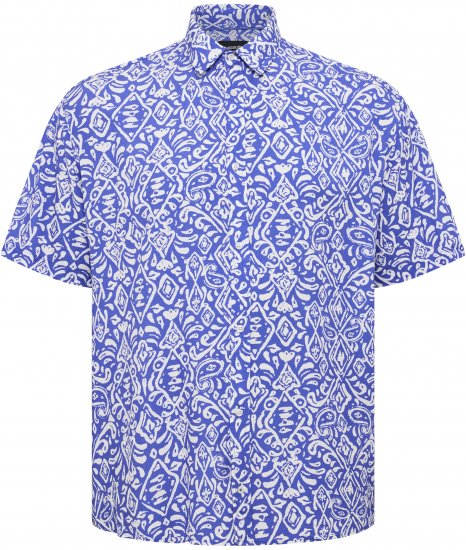 North Latitude Shirt Denim Printed Allover Blue - Skjorter - Skjorter til store mænd 2XL- 8XL