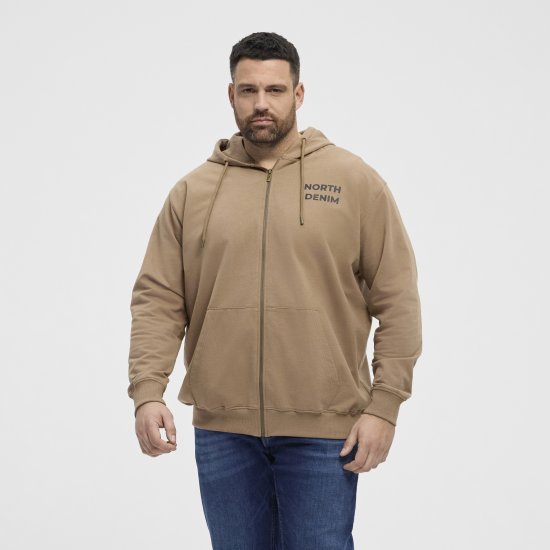 North Latitude Hoodie with Zipper Dark Sand - Trøjer og hættetrøjer - Trøjer og Hættetrøjer i store størrelser - 2XL-14XL