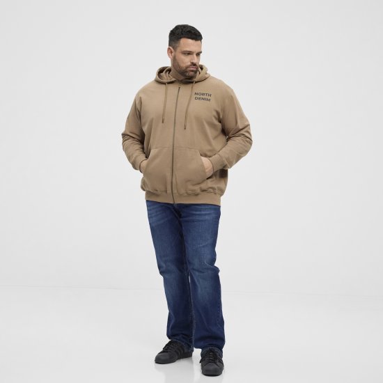 North Latitude Hoodie with Zipper Dark Sand - Trøjer og hættetrøjer - Trøjer og Hættetrøjer i store størrelser - 2XL-14XL
