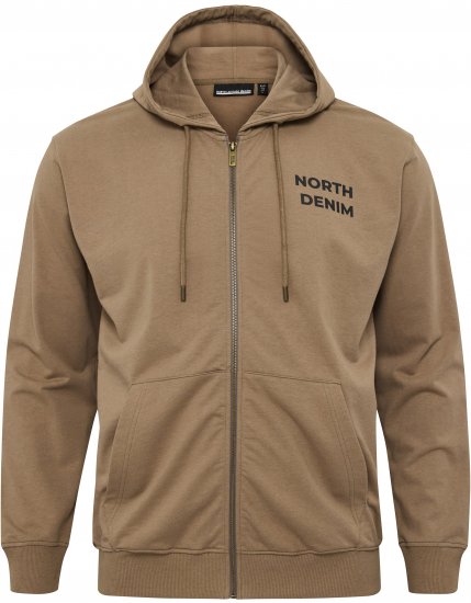 North Latitude Hoodie with Zipper Dark Sand - Trøjer og hættetrøjer - Trøjer og Hættetrøjer i store størrelser - 2XL-14XL