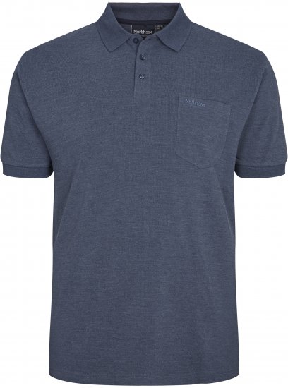 North Latitude Polo Short Sleeve Blue Melange TALL - HERRETØJ MT-6XLT - Tøj til høje mænd