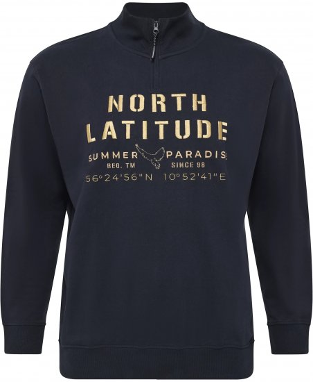 North Latitude Sweatshirt Half-Zip Navy - HERRETØJ MT-6XLT - Tøj til høje mænd