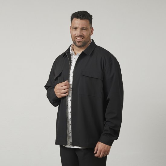 North Latitude 61106 Overshirt med Lynlås i Habitstil Sort - Jakker - Jakker i store størrelser, 2XL- 12XL