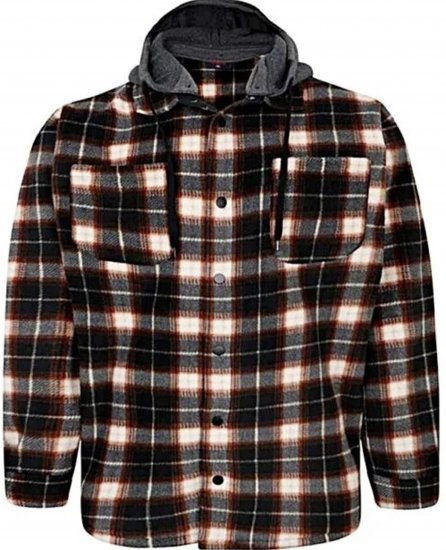 Espionage Fleece Shirt Jacket with Removable Hood Black - Jakker - Jakker i store størrelser, 2XL- 12XL