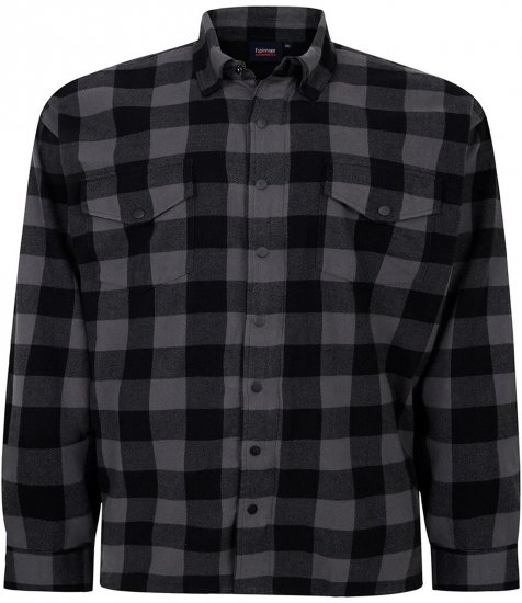 Espionage SH423 Checked Overshirt Black/Charcoal - Skjorter - Skjorter til store mænd 2XL- 8XL