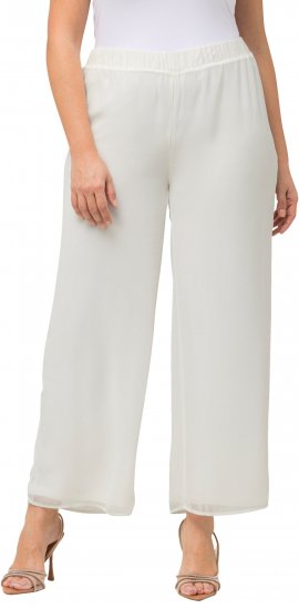 Ulla Popken Layered Chiffon Wide Leg Pants White - Jeans & Bukser i Store Størrelser – Plus Size - 