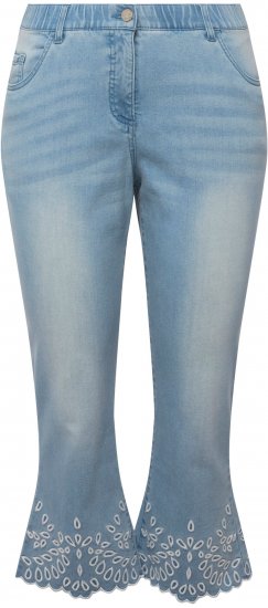 Ulla Popken Cropped Flared Eyelet Jeans Light Blue - Jeans & Bukser i Store Størrelser – Plus Size - 