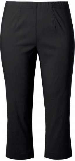 Ulla Popken Stretch Basic Bengaline Capri Pants Black - Jeans & Bukser i Store Størrelser – Plus Size - 