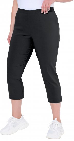 Ulla Popken Stretch Basic Bengaline Capri Pants Black - Jeans & Bukser i Store Størrelser – Plus Size - 
