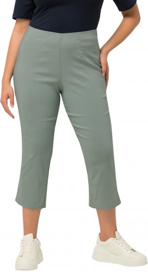 Ulla Popken Stretch Basic Bengaline Capri Pants Light Moss Green - Jeans & Bukser i Store Størrelser – Plus Size - 
