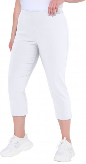 Ulla Popken Stretch Basic Bengaline Capri Pants Snow White - Jeans & Bukser i Store Størrelser – Plus Size - 