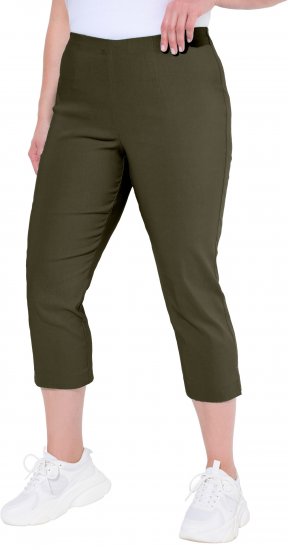 Ulla Popken Stretch Basic Bengaline Capri Pants Forest Forest Green - Jeans & Bukser i Store Størrelser – Plus Size - 
