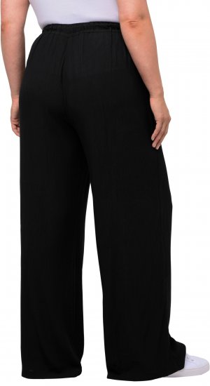 Ulla Popken Viscose Crinkle Drawstring Elastic Waist Pants Black - Jeans & Bukser i Store Størrelser – Plus Size - Jeans & bukser, EU 42-70