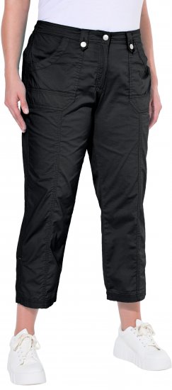 Ulla Popken Roll Tab Hem Stretch Cargo Pants Black - Jeans & Bukser i Store Størrelser – Plus Size - 