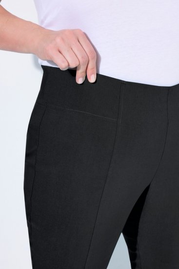 Ulla Popken Bengaline Elastic Waist Stretch Capri Pants Black - Stofbukser - Vide stofbukser til damer i plusstørrelse