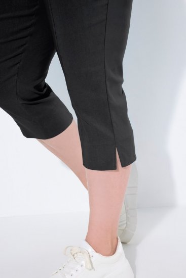 Ulla Popken Bengaline Elastic Waist Stretch Capri Pants Black - Stofbukser - Vide stofbukser til damer i plusstørrelse