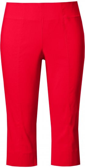 Ulla Popken Bengaline Elastic Waist Stretch Capri Pants Red - Jeans & Bukser i Store Størrelser – Plus Size - 