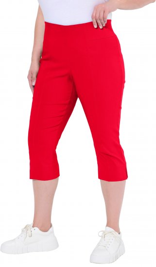 Ulla Popken Bengaline Elastic Waist Stretch Capri Pants Red - Jeans & Bukser i Store Størrelser – Plus Size - 