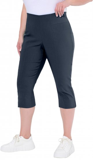 Ulla Popken Bengaline Elastic Waist Stretch Capri Pants Navy Blue - Jeans & Bukser i Store Størrelser – Plus Size - 