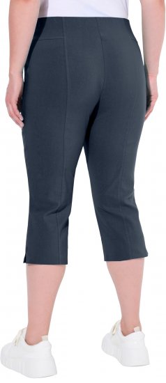 Ulla Popken Bengaline Elastic Waist Stretch Capri Pants Navy Blue - Jeans & Bukser i Store Størrelser – Plus Size - 