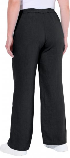 Ulla Popken Drawstring Elastic Waist Mary Fit Linen Pants Black - Jeans & Bukser i Store Størrelser – Plus Size - 