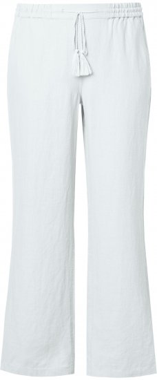 Ulla Popken Drawstring Elastic Waist Mary Fit Linen Pants Snow White - Jeans & Bukser i Store Størrelser – Plus Size - 