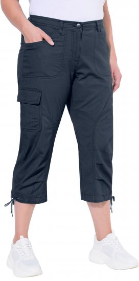 Ulla Popken Stretch Cotton Cargo Crop Pants Navy - Jeans & Bukser i Store Størrelser – Plus Size - 