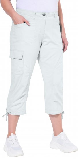 Ulla Popken Stretch Cotton Cargo Crop Pants Snow White - Jeans & Bukser i Store Størrelser – Plus Size - 