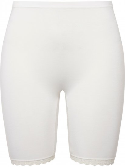 Ulla Popken Lace Hem Stretch Viscose Knit Bicycle Length Lounge Shorts White - Jeans & Bukser i Store Størrelser – Plus Size - 