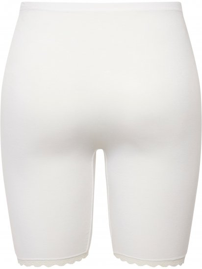 Ulla Popken Lace Hem Stretch Viscose Knit Bicycle Length Lounge Shorts White - Jeans & Bukser i Store Størrelser – Plus Size - 