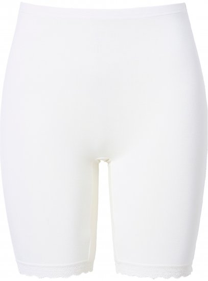Ulla Popken Lace Hem Stretch Viscose Knit Bicycle Length Lounge Shorts White - Jeans & Bukser i Store Størrelser – Plus Size - 