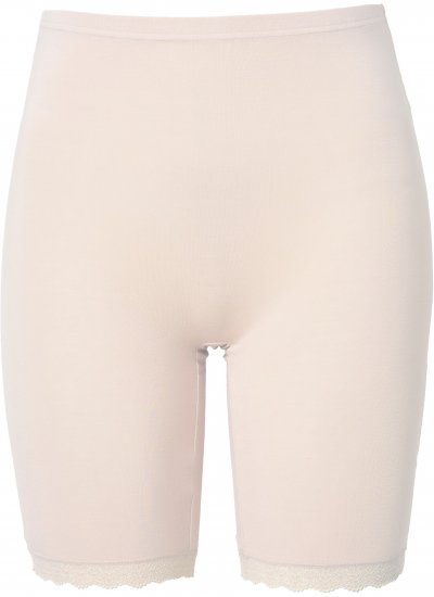 Ulla Popken Lace Hem Stretch Viscose Knit Bicycle Length Lounge Shorts Beige - Jeans & Bukser i Store Størrelser – Plus Size - 